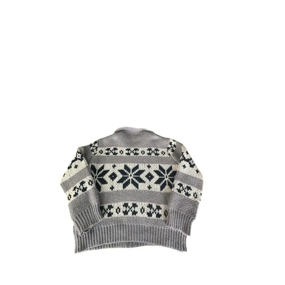 Grey Bandit Full Zip Cardigan Knit Sweater Snowflakes Heavy Women’s Size M - Picture 2 of 11